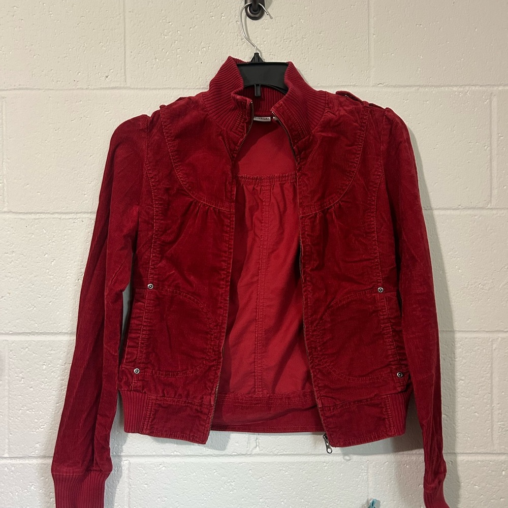 Rubbish Red Corduroy Jacket w/ Texture and Collar